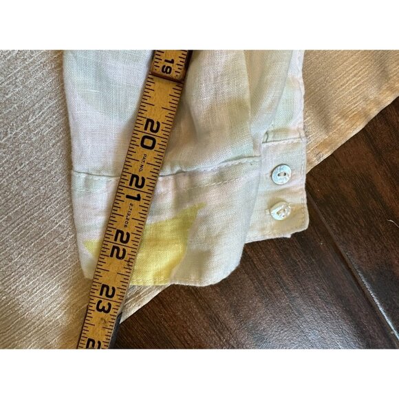 Rachel Zoe 100% Linen floral print roll tab sleeve button down shirt 2X XXL - Picture 6 of 9